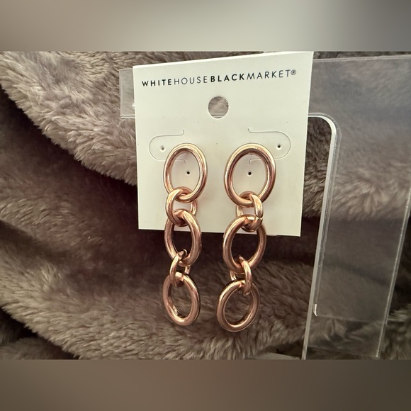 White House Black Market Rose Gold Link Earrings - Picture 1 of 2